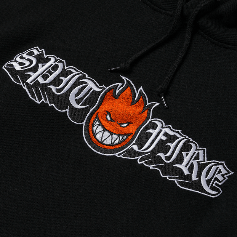 Spitfire Wheels Hoody Old E Drop Bighead Embroidered Pullover Black