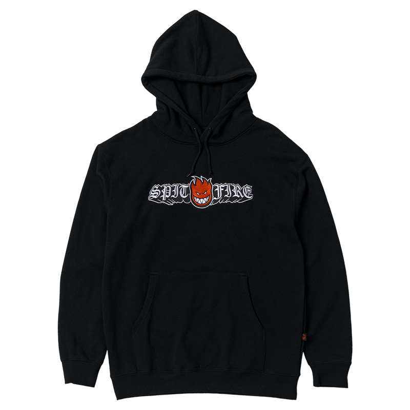Spitfire Wheels Hoody Old E Drop Bighead Embroidered Pullover Black