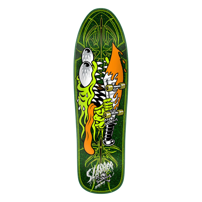 Meek Green Pinstripe Slasher Santa Cruz Skateboard Deck 9.23in