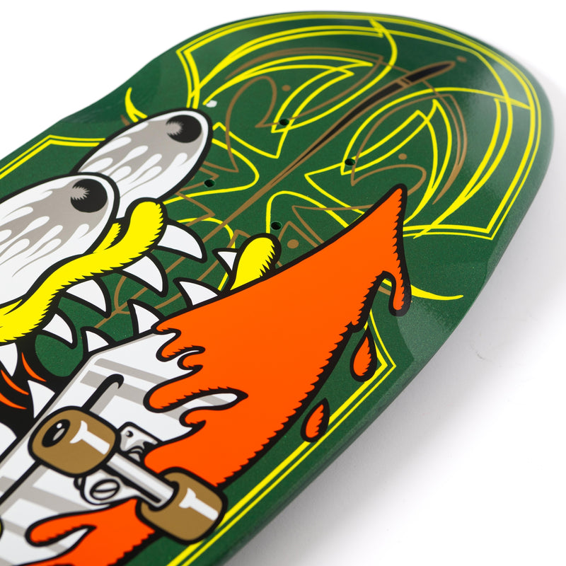 Meek Green Pinstripe Slasher Santa Cruz Skateboard Deck 9.23in