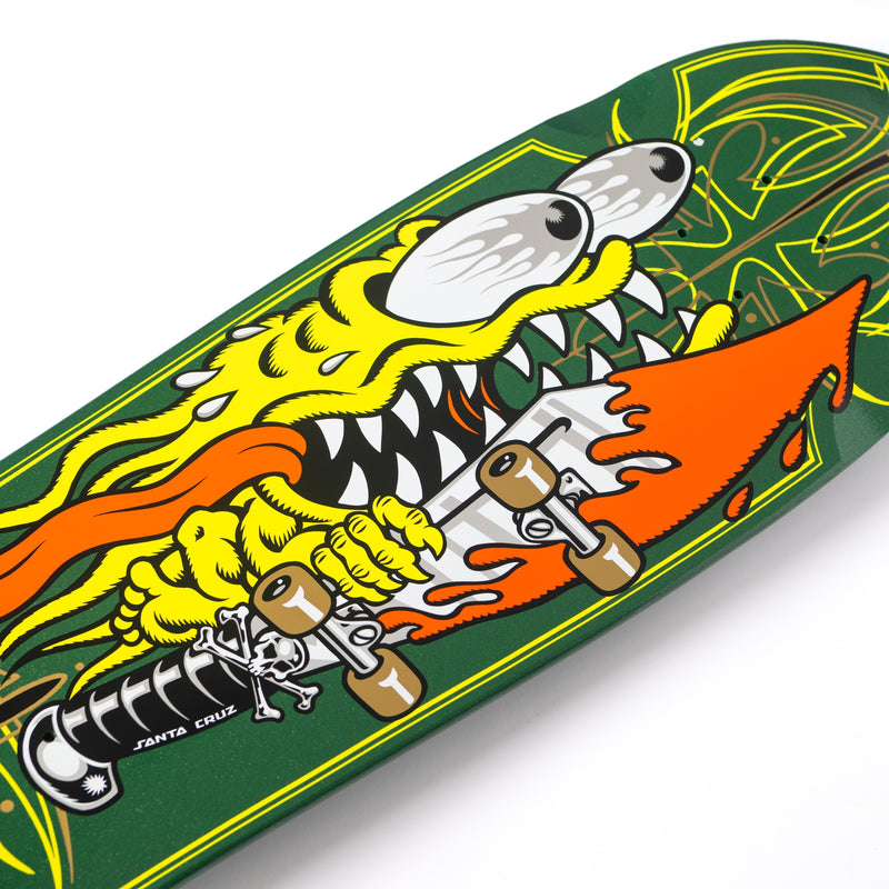 Meek Green Pinstripe Slasher Santa Cruz Skateboard Deck 9.23in