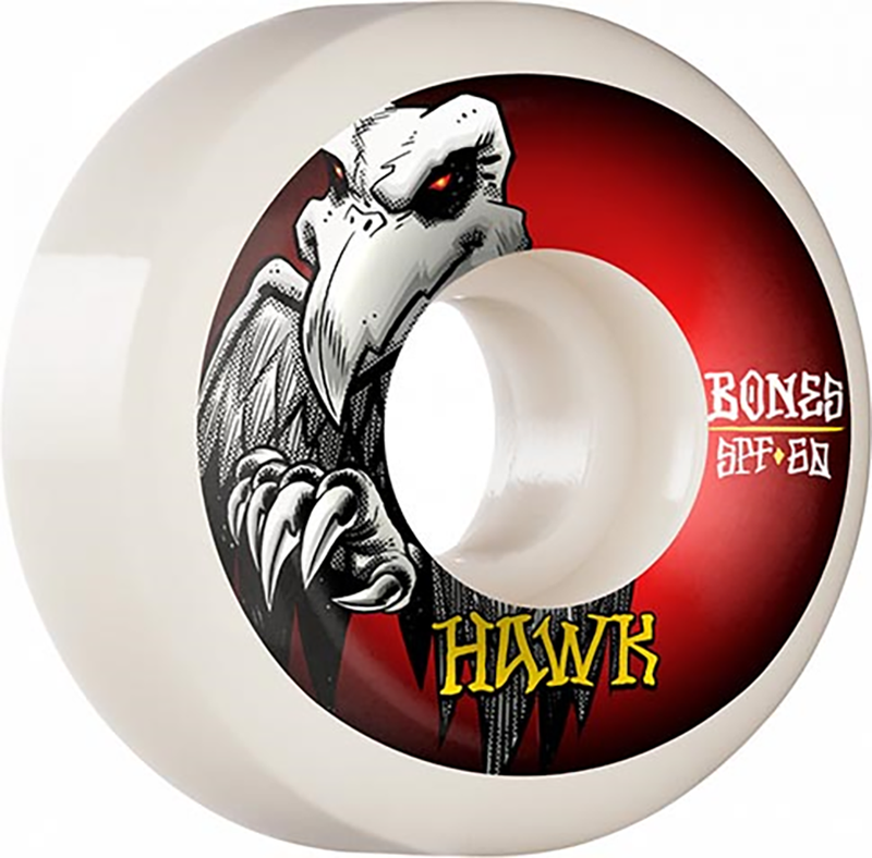 BONES WHEELS SPF Skateboard Wheels Hawk 60mm P5 Sidecut 84B 4pk White