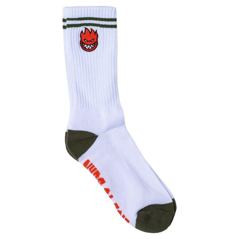 Spitfire Bighead Fill Emb Socks White/Olive/Red