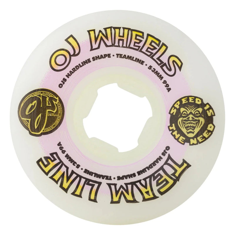 OJ Wheels skateboard wheel with brand logo and text on a white background
