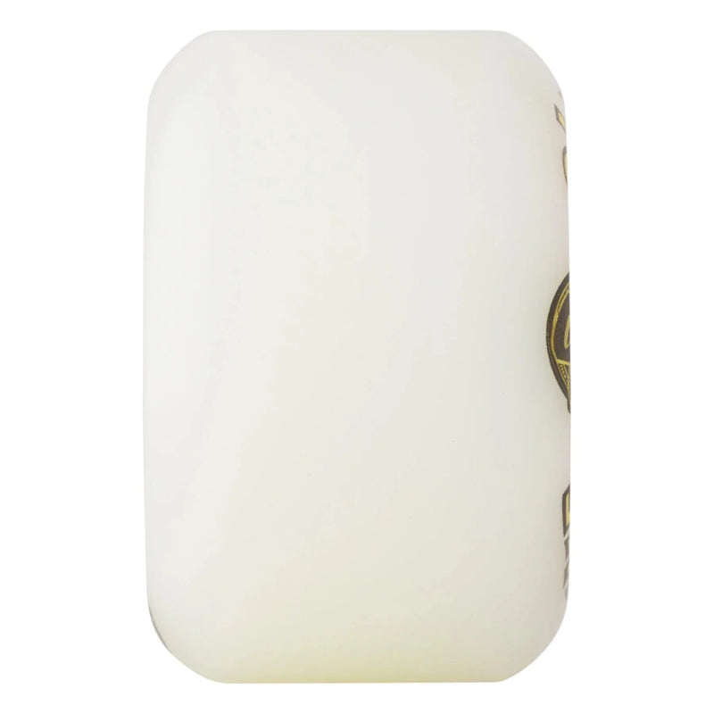 White rectangular bar of soap with a logo on a white background