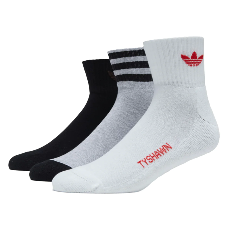 Adidas Tyshawn Socks 3 Pairs - White / Light Grey Heather / Black