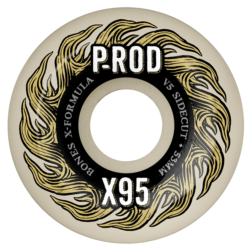 BONES WHEELS X-Formula Skateboard Wheels P-Rod Pro 53mm V5 Sidecut 95A 4pk