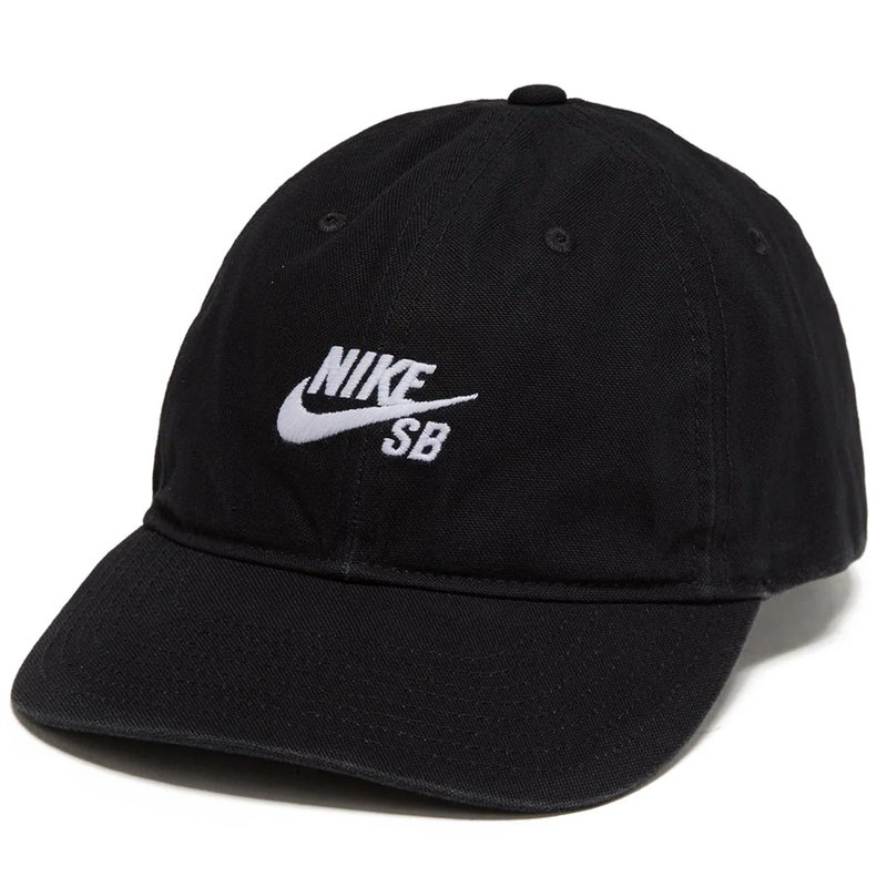 Nike SB Unstructured 6 Panel Skate Strapback Club Cap (Black/White)