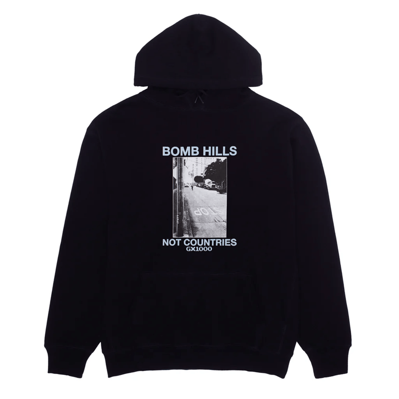 Bomb Hills Not Countries Hoodie [Black W/ Baby Blue Font]