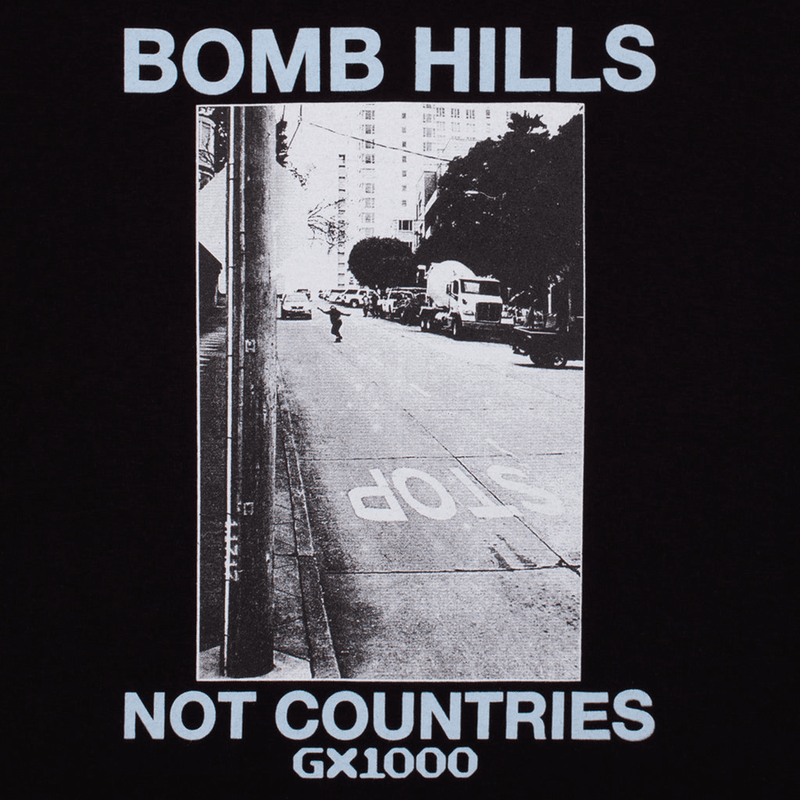 Bomb Hills Not Countries Hoodie [Black W/ Baby Blue Font]