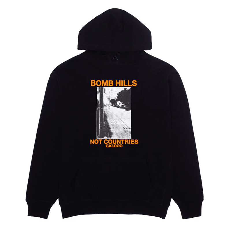 Bomb Hills Not Countries Hoodie [Black W/ Orange Font]