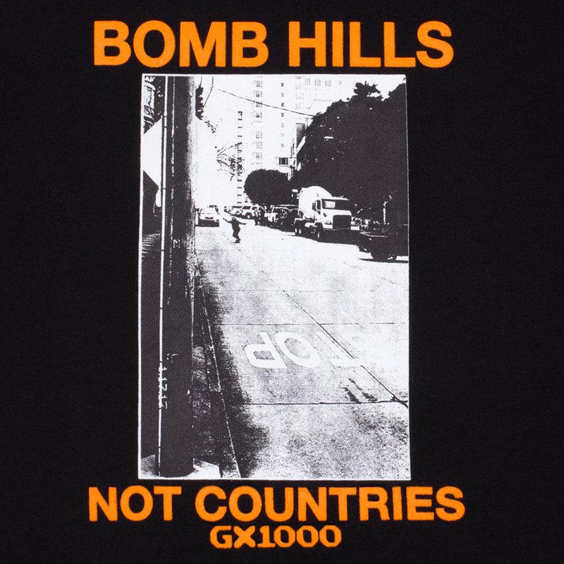 Bomb Hills Not Countries Hoodie [Black W/ Orange Font]