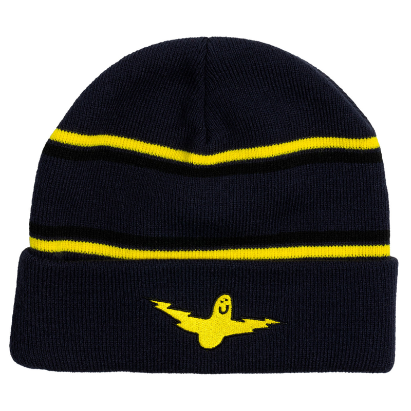 Krooked Skateboards Beanie Bird Lightning Cuff Navy/Yellow/Black