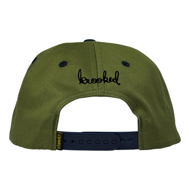 Krooked Skateboards Hat Mermaid Fish Snapback Olive/Navy