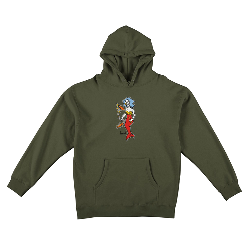 Krooked Skateboards Mermaid Hoody Army/Multi