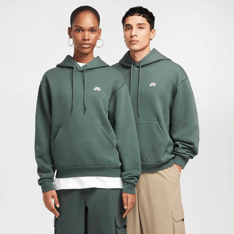 Nike SB Fleece Pullover Skate Hoodie (Vintage Green/White)