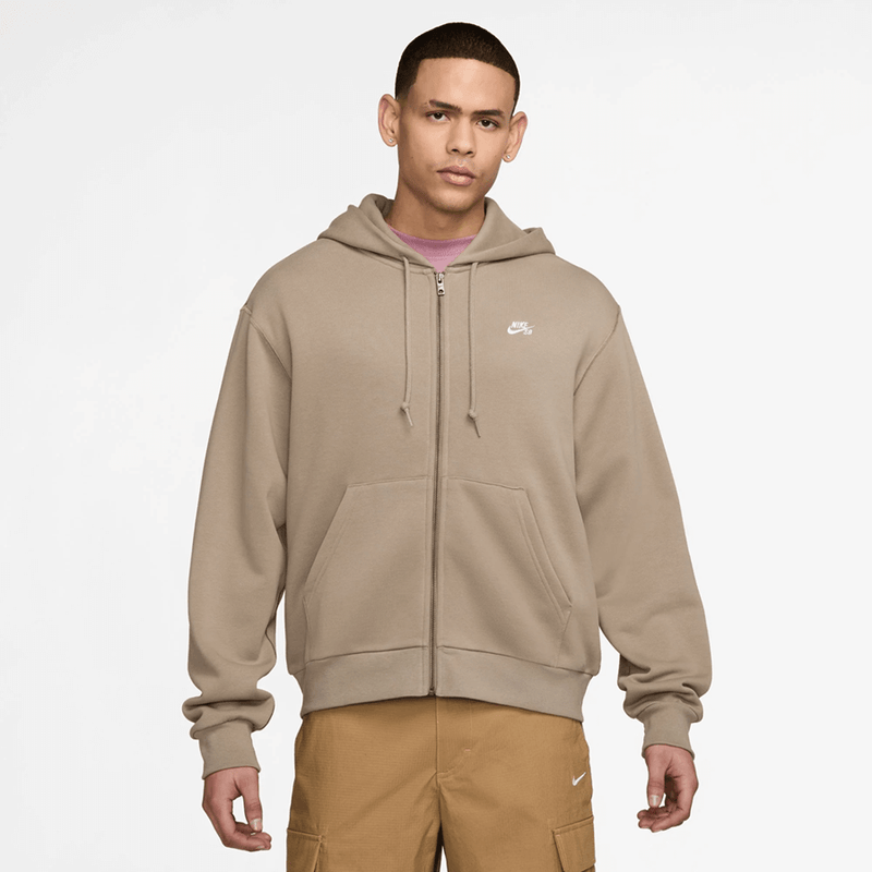 Nike SB Full-Zip Fleece Skate Hoodie (Khaki / White)