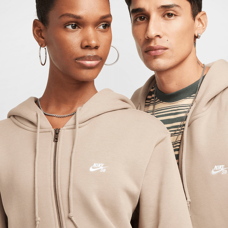 Nike SB Full-Zip Fleece Skate Hoodie (Khaki / White)