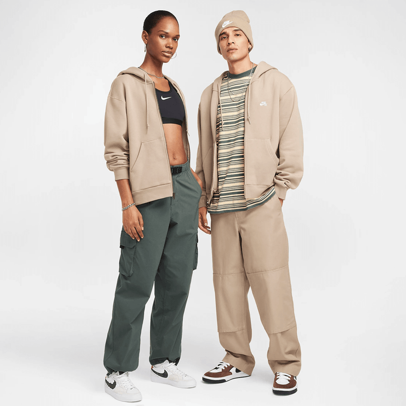 Nike SB Full-Zip Fleece Skate Hoodie (Khaki / White)