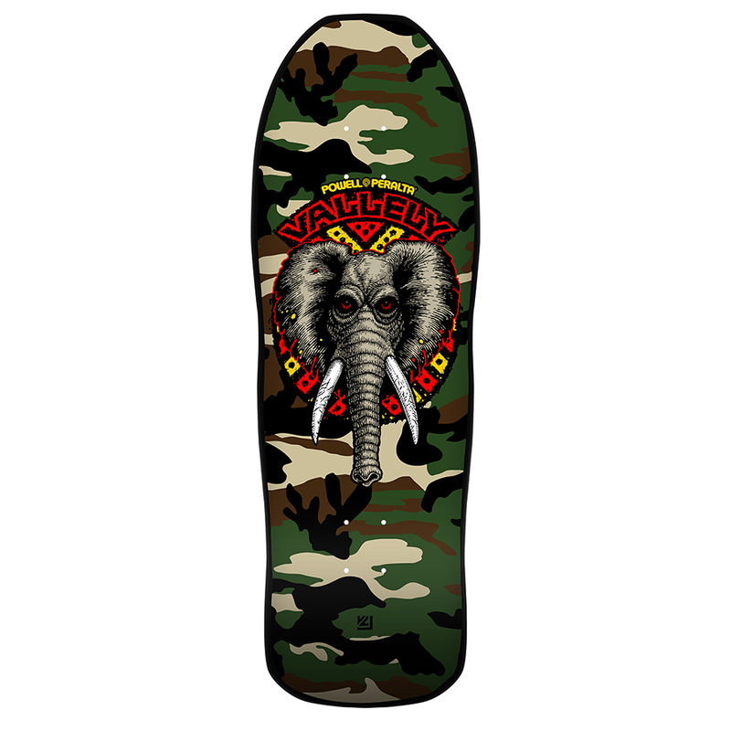 Powell Peralta Vallely Elephant Reissue Skateboard Deck Camo - 9.85 x 30