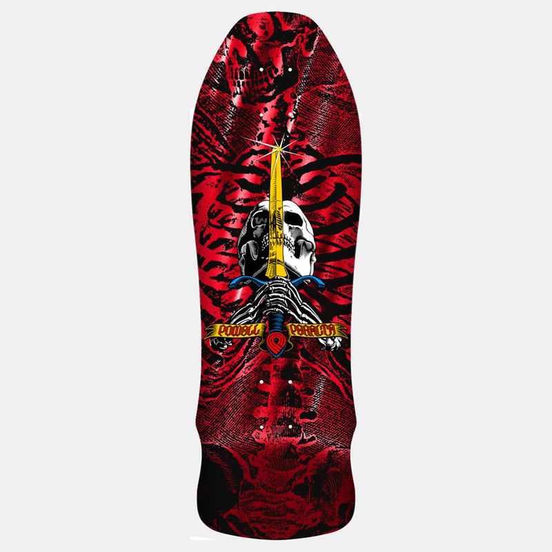 Powell Peralta Geegah Skull & Sword Reissue Red Foil Skateboard Deck - 9.75 x 30