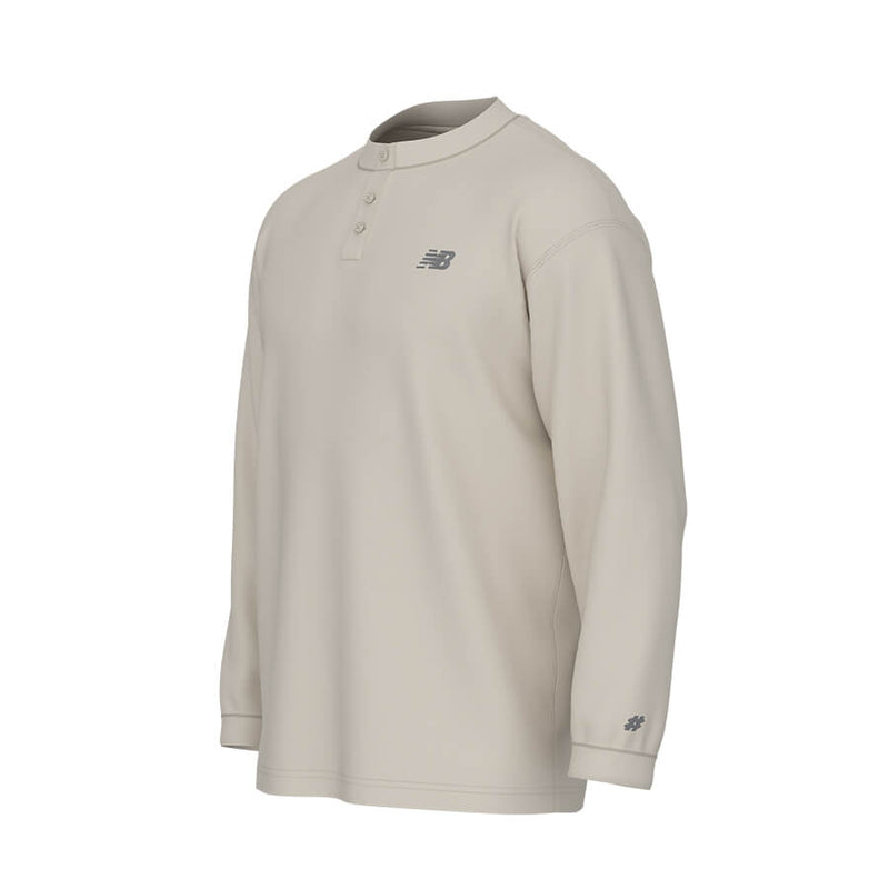 Numeric Waffle Knit Long Sleeve Henley (Oatmeal Heather)