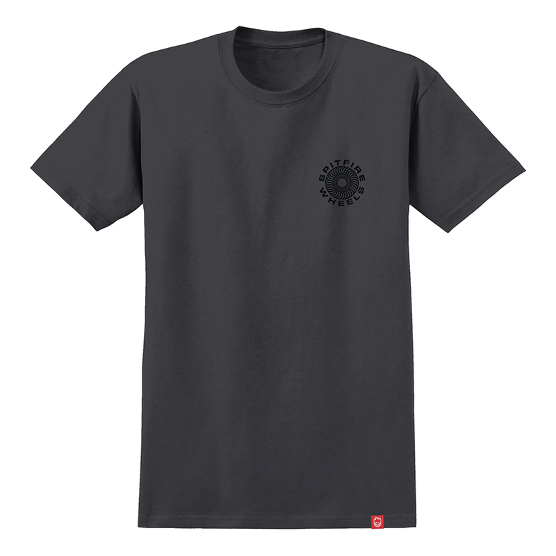 SPITFIRE CLASSIC '87 SWIRL FILL TEE CHARCOAL W/ BLACK & WHITE PRINTS