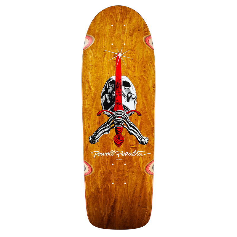 Powell Peralta OG Skull & Sword Reissue Skateboard Deck Honey Brown Stain - 10 x 30
