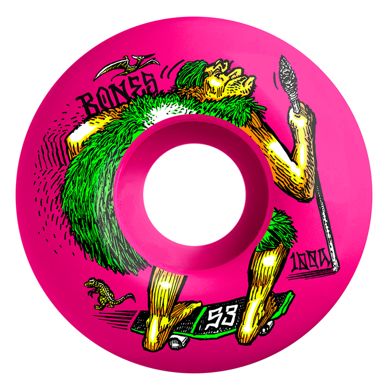 BONES WHEELS OG Formula Skateboard Wheels NEONderthal 53mm V4 Wide 100A 4pk Pink