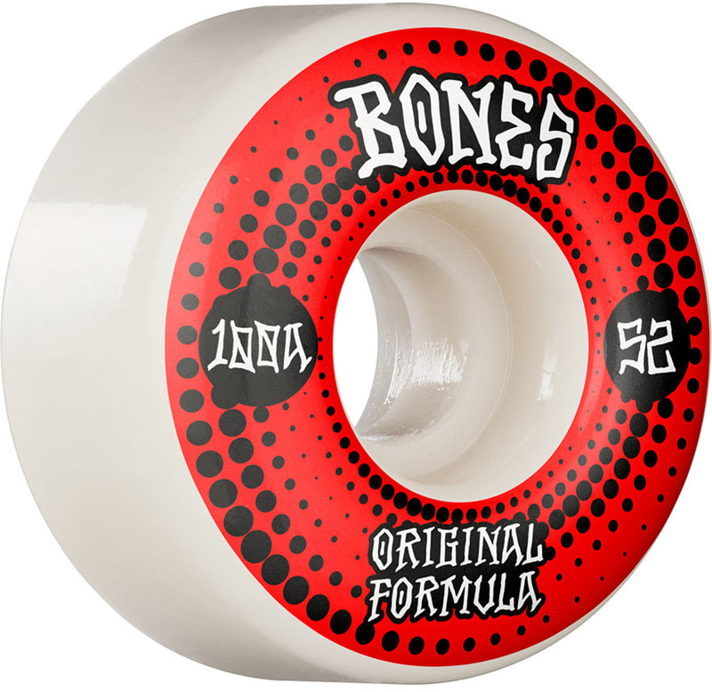 Bones Wheels OG Formula Skateboard Wheels Originals 52mm V4 Wide 4pk White 100A