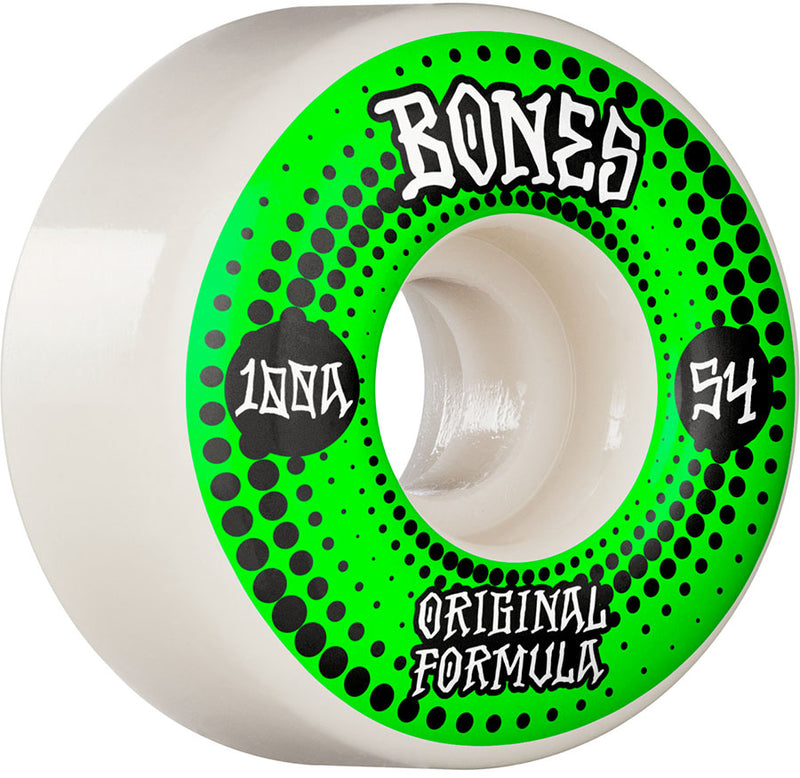 Bones Wheels OG Formula Skateboard Wheels Originals 54mm V4 Wide 4pk White 100A
