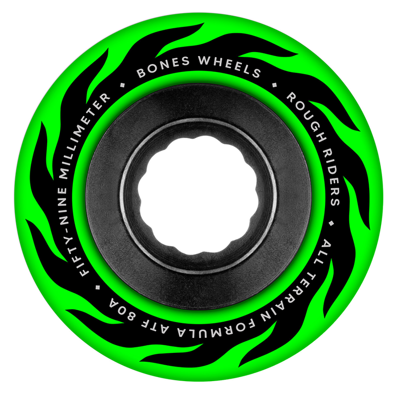 BONES WHEELS ATF Rough Rider Skateboard Wheels ETERNAL FLAME 59MM ROUGH RIDERS 80A GRN 4PK