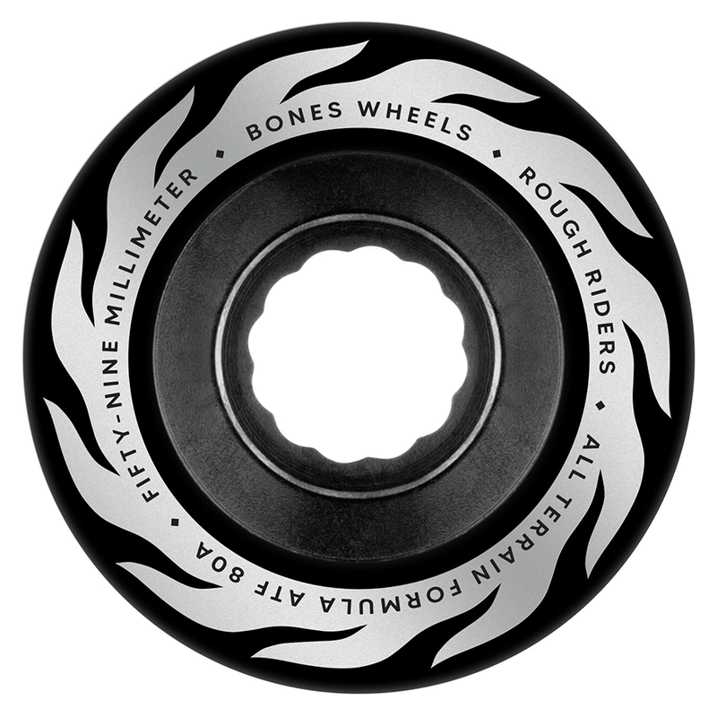 BONES WHEELS ATF Rough Rider Skateboard Wheels ETERNAL FLAME 59MM ROUGH RIDERS 80A BLK 4PK