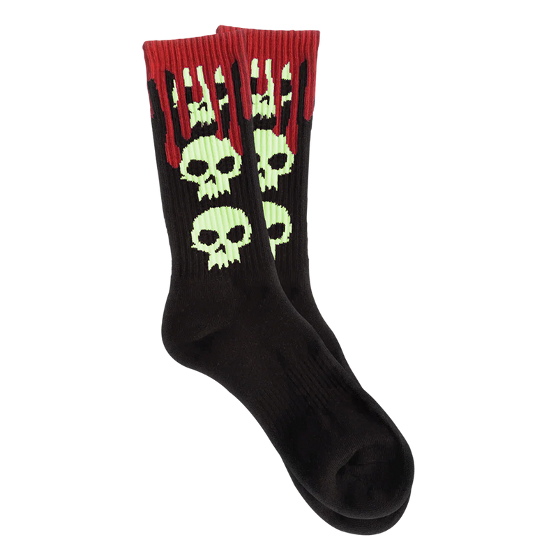 3 SKULL BLOOD SOCKS -GLOW IN THE DARK SKULLS