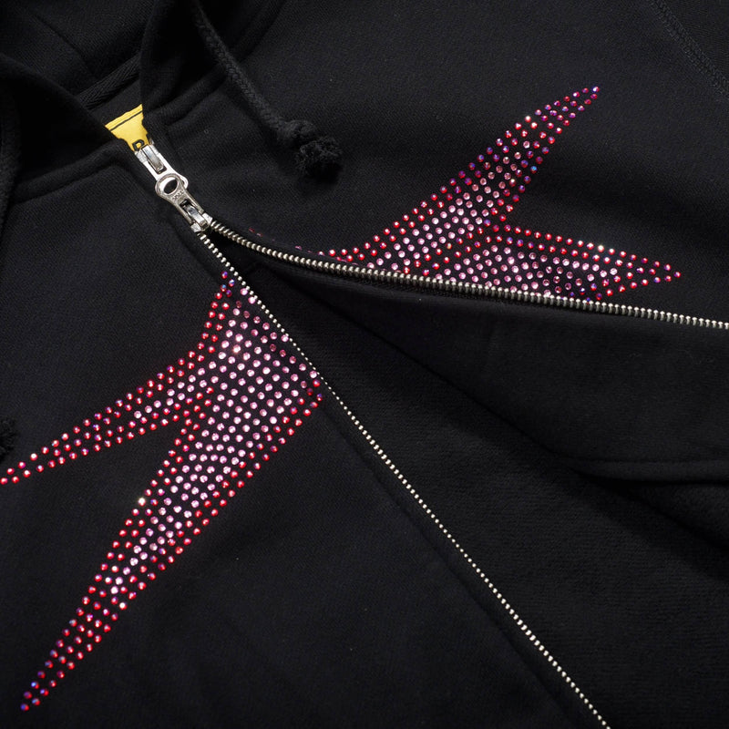 Carpet Bizarro Rhinestone Zip-Up Black