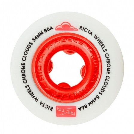 Ricta Chrome Clouds 56mm 86a Skateboard Wheels - White/Red (Set of 4)
